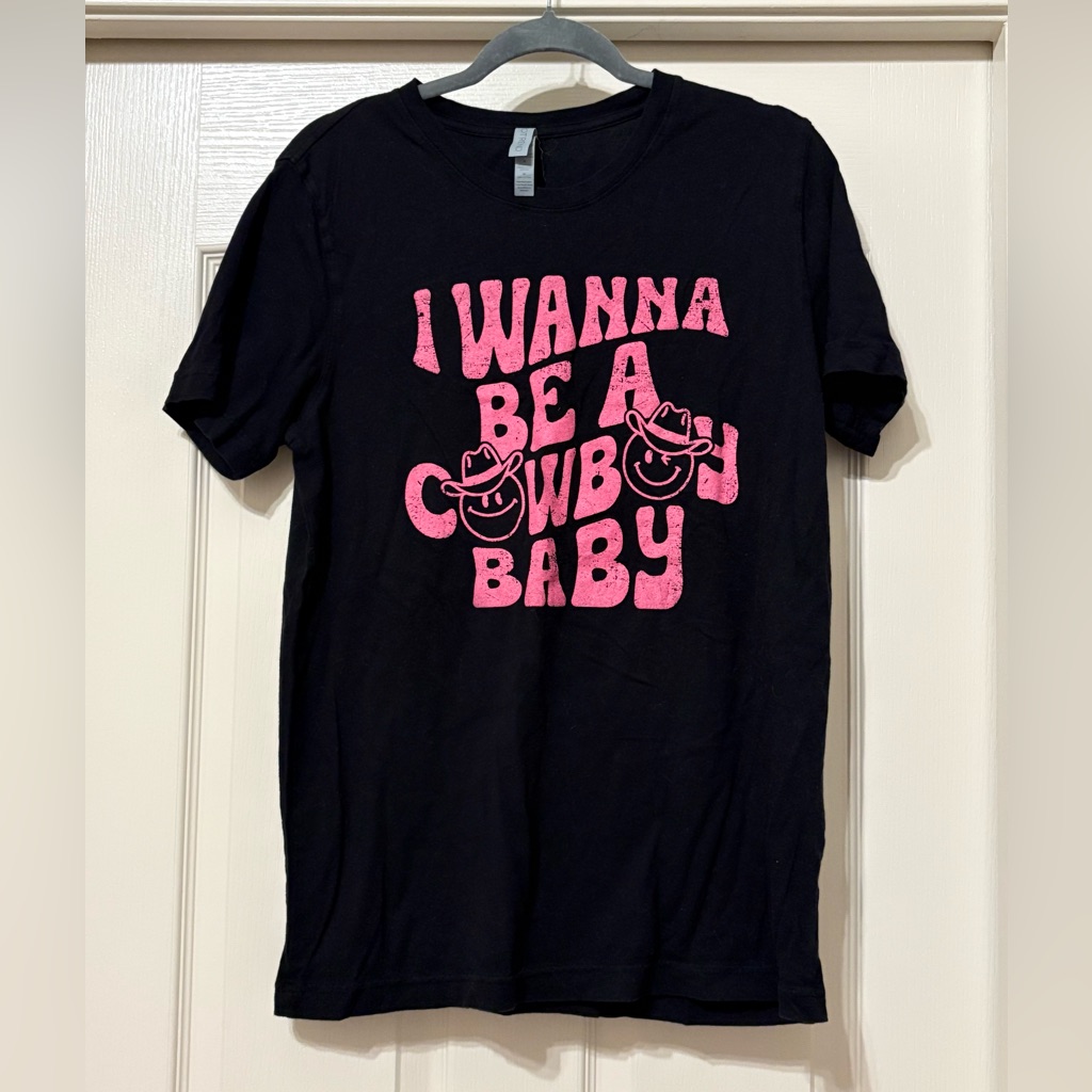 Black Tee With Pink Graphic Print